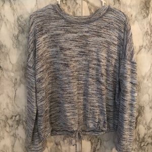 aerie heathered blue long sleeve tie top